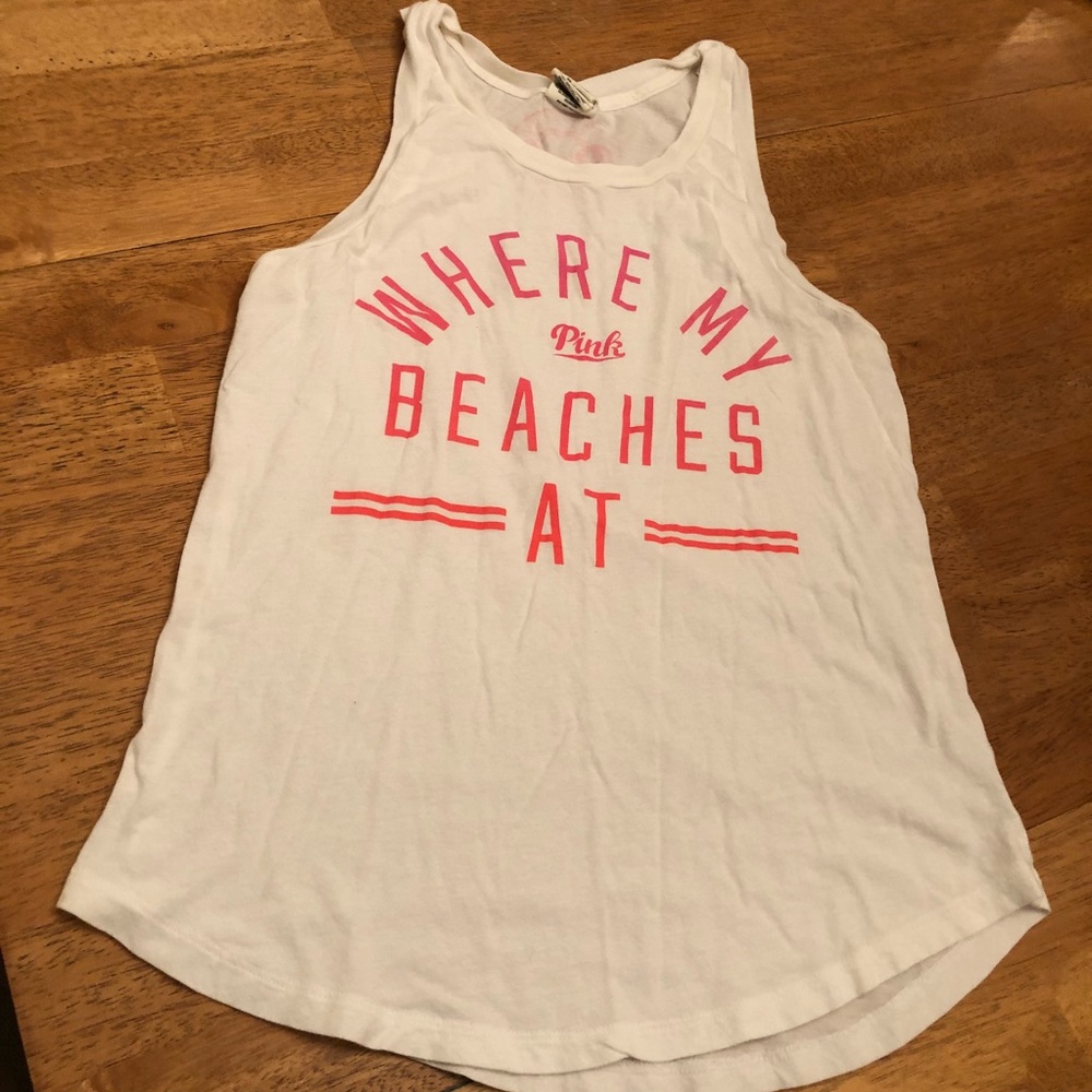 Pink white & pink tank top very nice size XS Cute